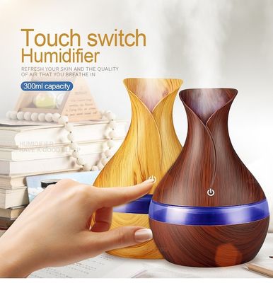 Compatto 300ml Vaso di fiori di legno Ultrasonico Umidificatore Diffusore per la casa