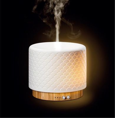 Diffusore elettronico ad ultrasuoni in bambù e ceramica da 280 ml per un'esperienza di aroma naturale